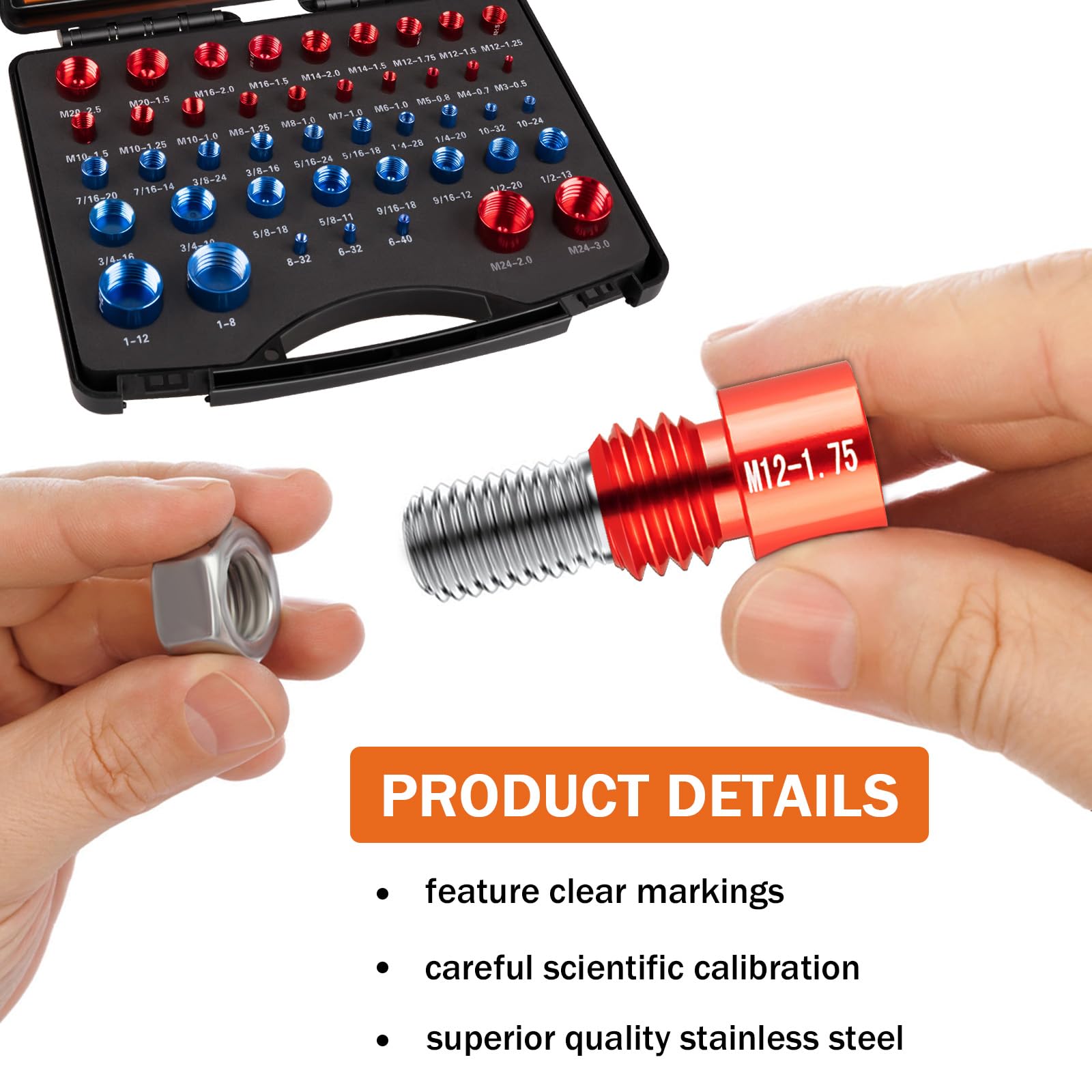 Mroace 44PCS Nut and Bolt Thread Checker
