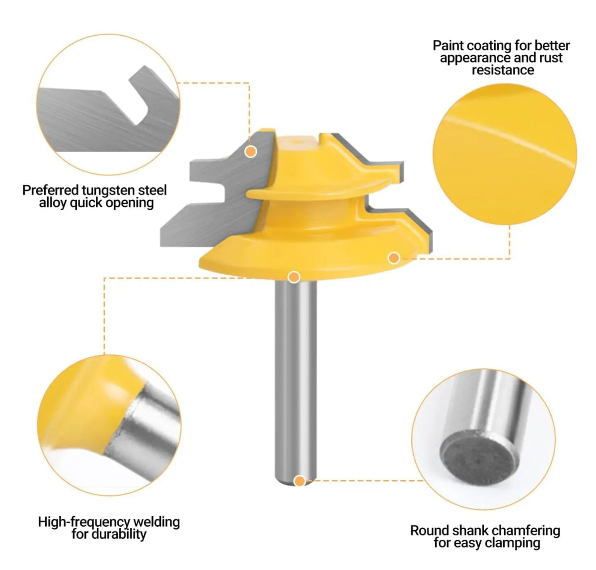 Mroace 45° Lock Miter Router Bit for Precision Wood Joinery