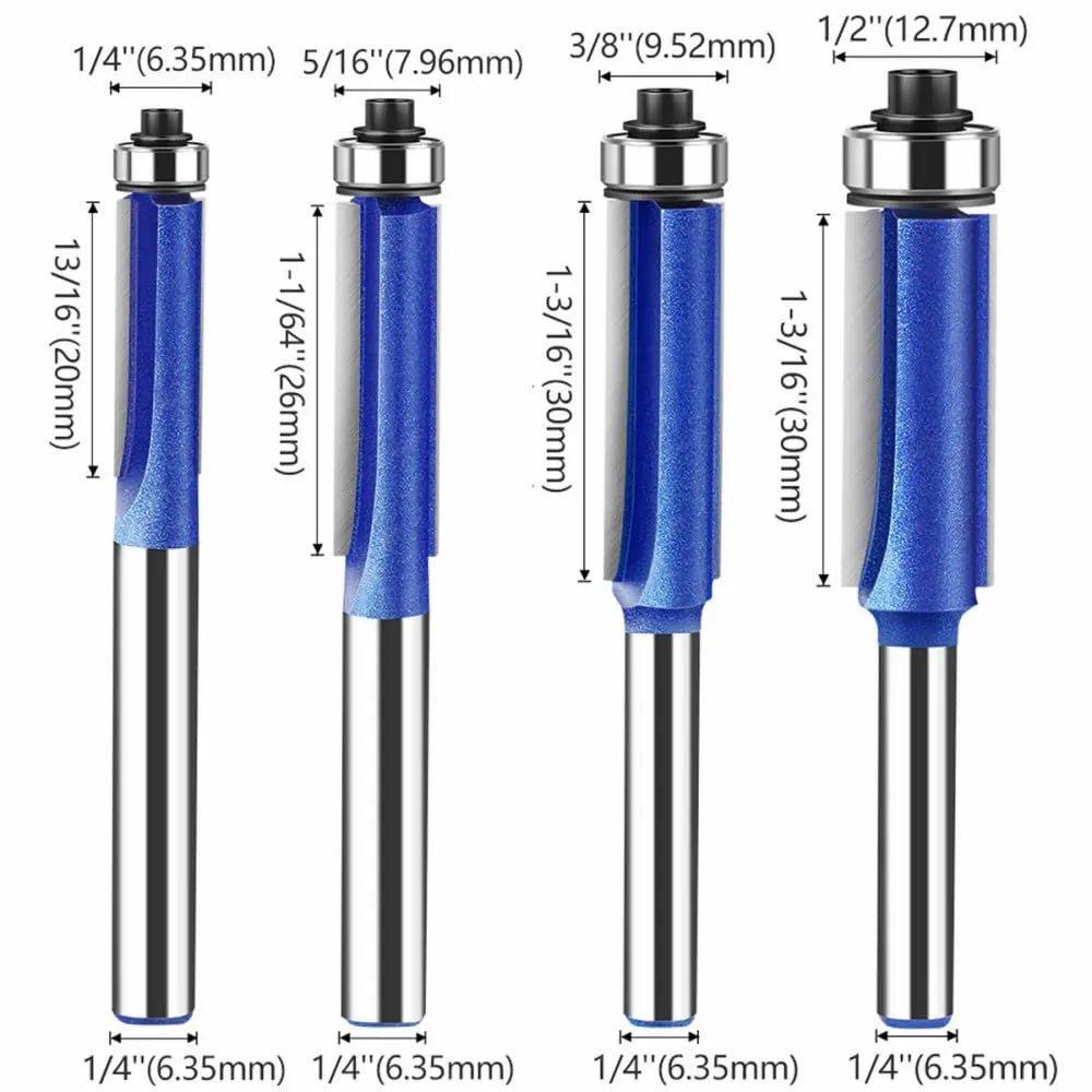 Mroace 4PCS Flush Trim Router Bit Set Shank