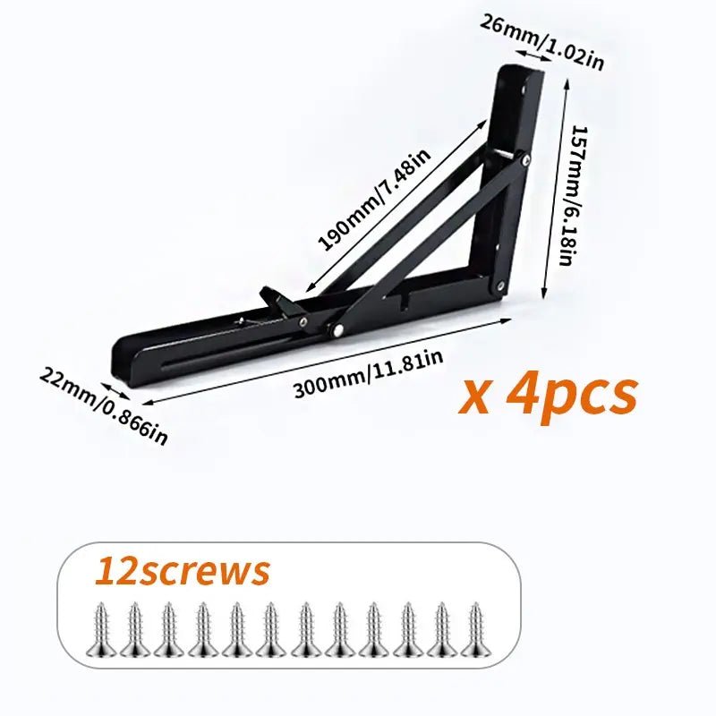 Mroace 4PCS Heavy Duty Folding Shelf Brackets for Wall Mount Shelves