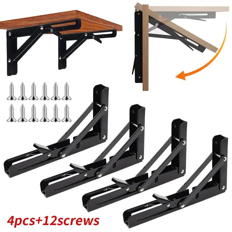 Mroace 4PCS Heavy Duty Folding Shelf Brackets for Wall Mount Shelves
