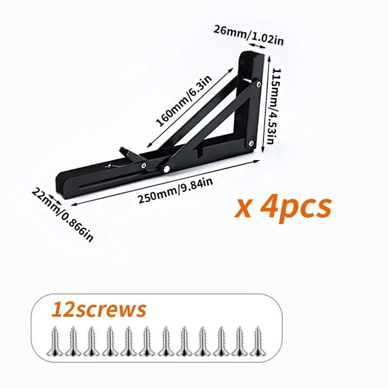 Mroace 4PCS Heavy Duty Folding Shelf Brackets for Wall Mount Shelves