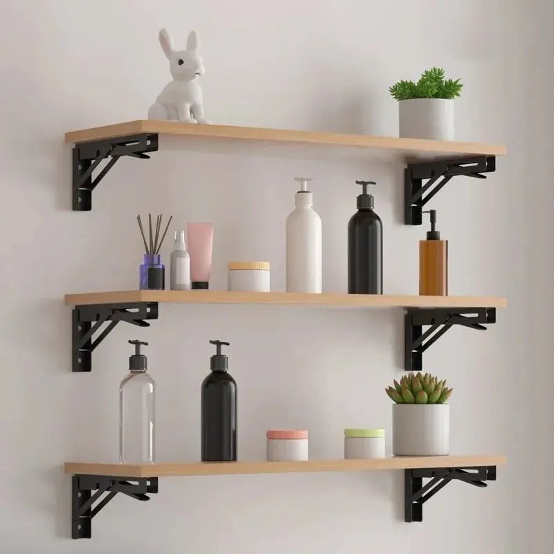 Mroace 4PCS Heavy Duty Folding Shelf Brackets for Wall Mount Shelves