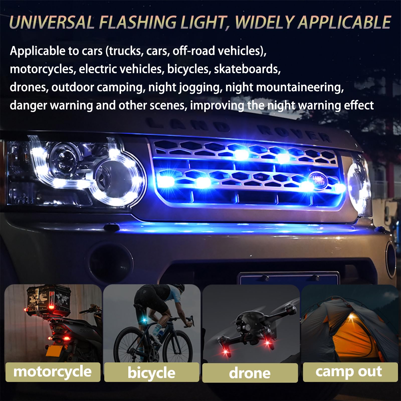 Mroace 4PCS Rechargeable Wireless LED Strobe Warning Lights with Remote Control