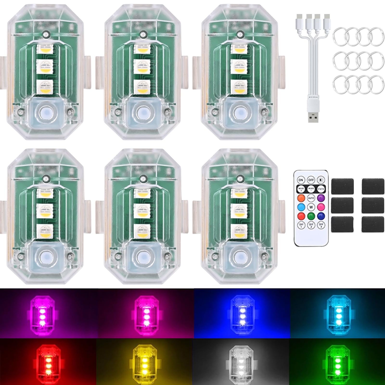Mroace 4PCS Rechargeable Wireless LED Strobe Warning Lights with Remote Control
