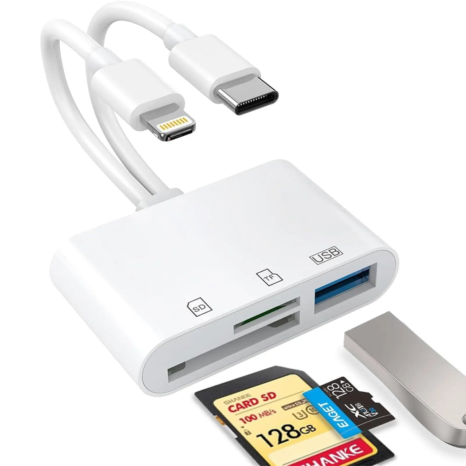Mroace 5-In-1 SD Card Reader for iPhone iPad and USB-C Devices