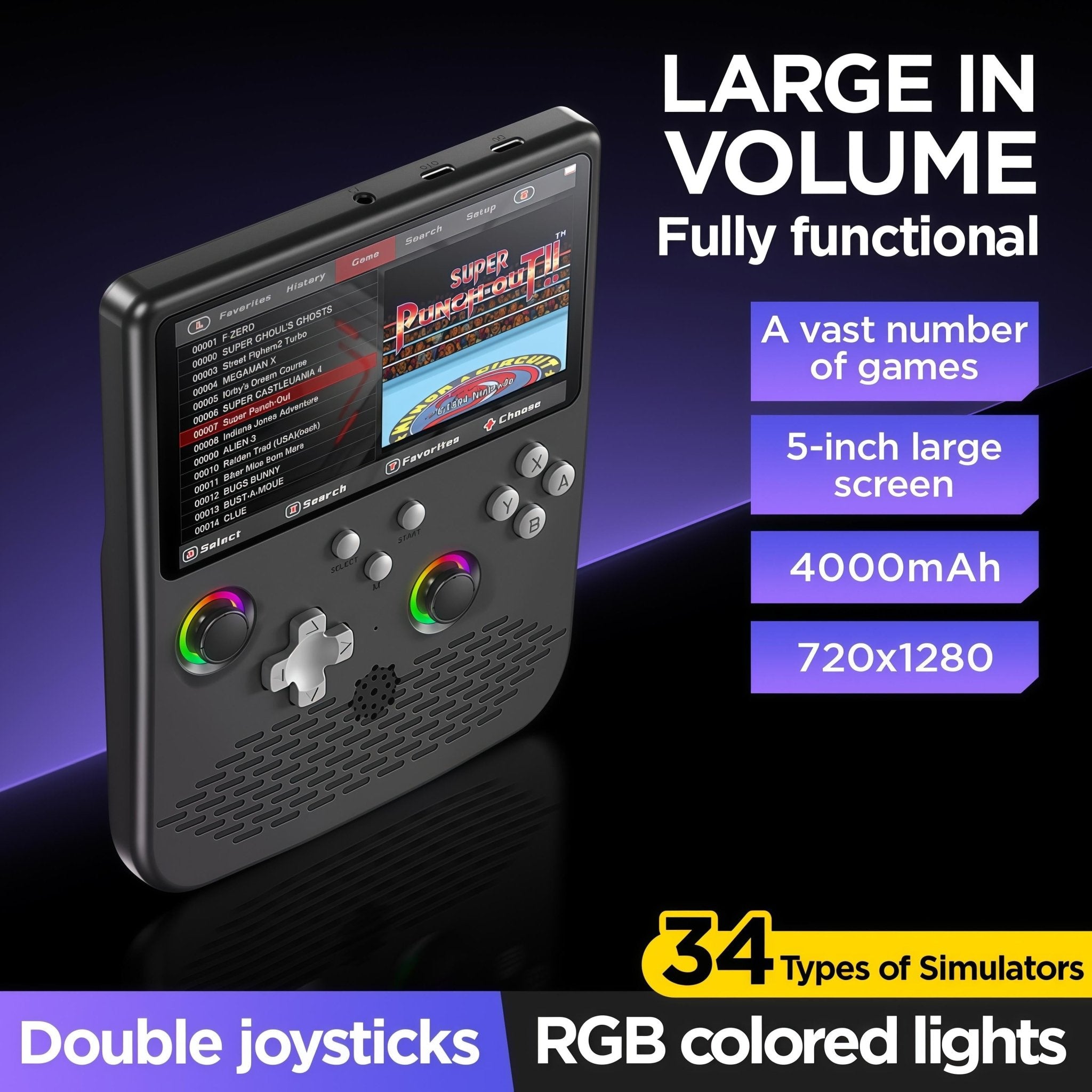 Mroace 5-Inch Linux System Retro Video Handheld Game Console