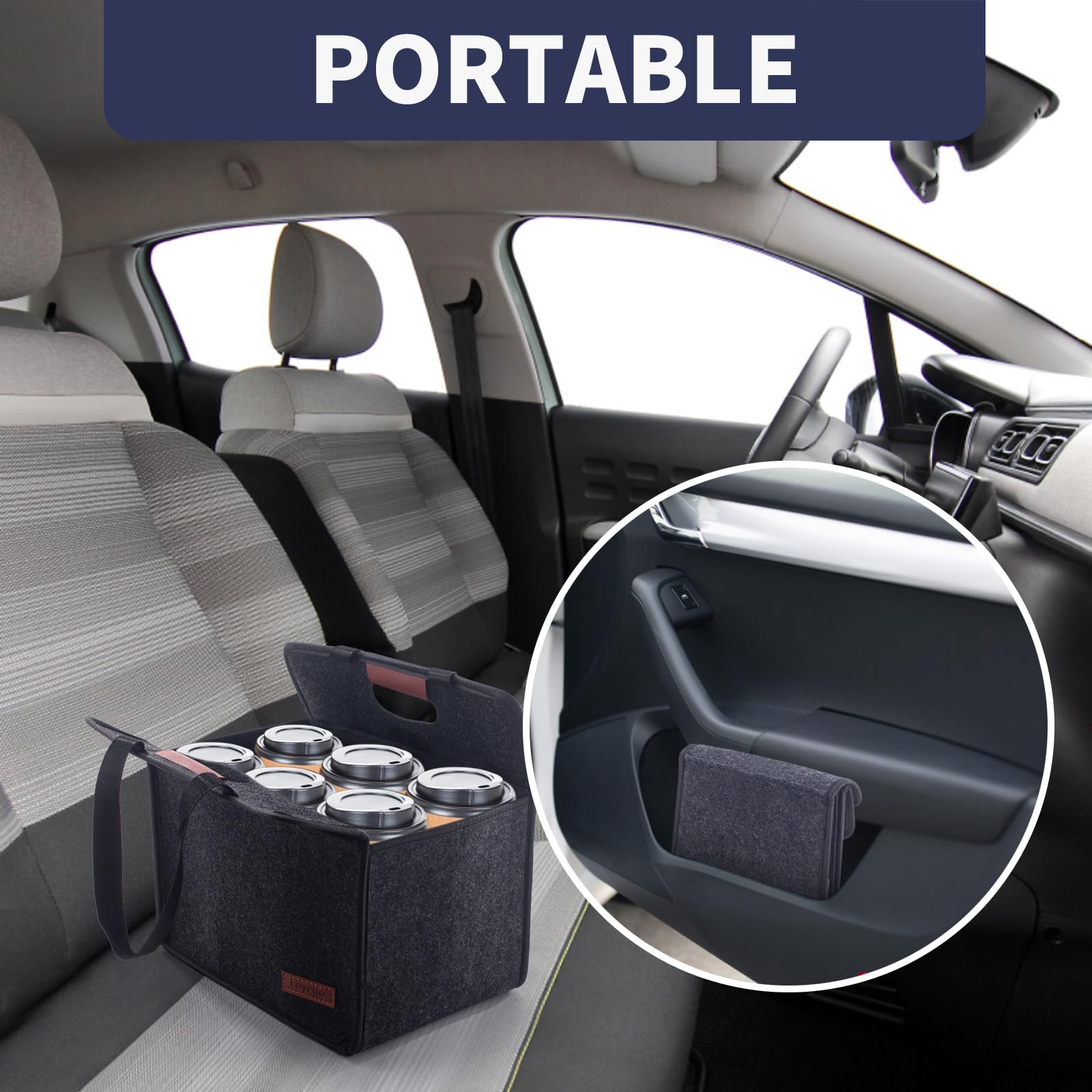 Mroace 6-Cup Insulated Drink Carrier with Foldable Handle