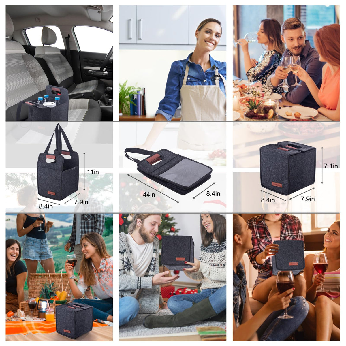Mroace 6-Cup Insulated Drink Carrier with Foldable Handle