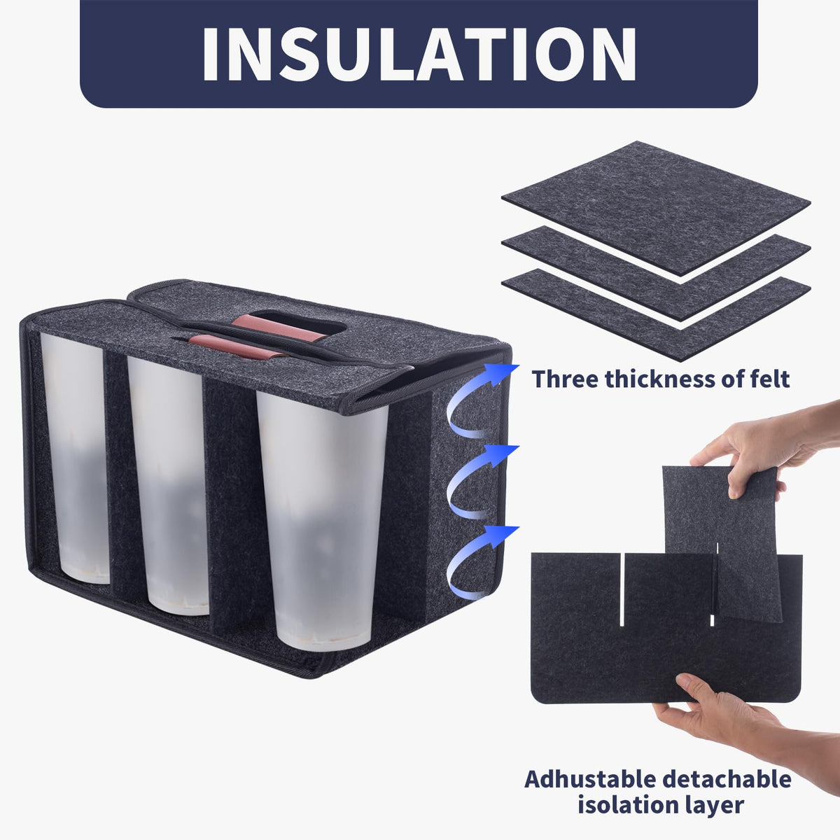 Mroace 6-Cup Insulated Drink Carrier with Foldable Handle