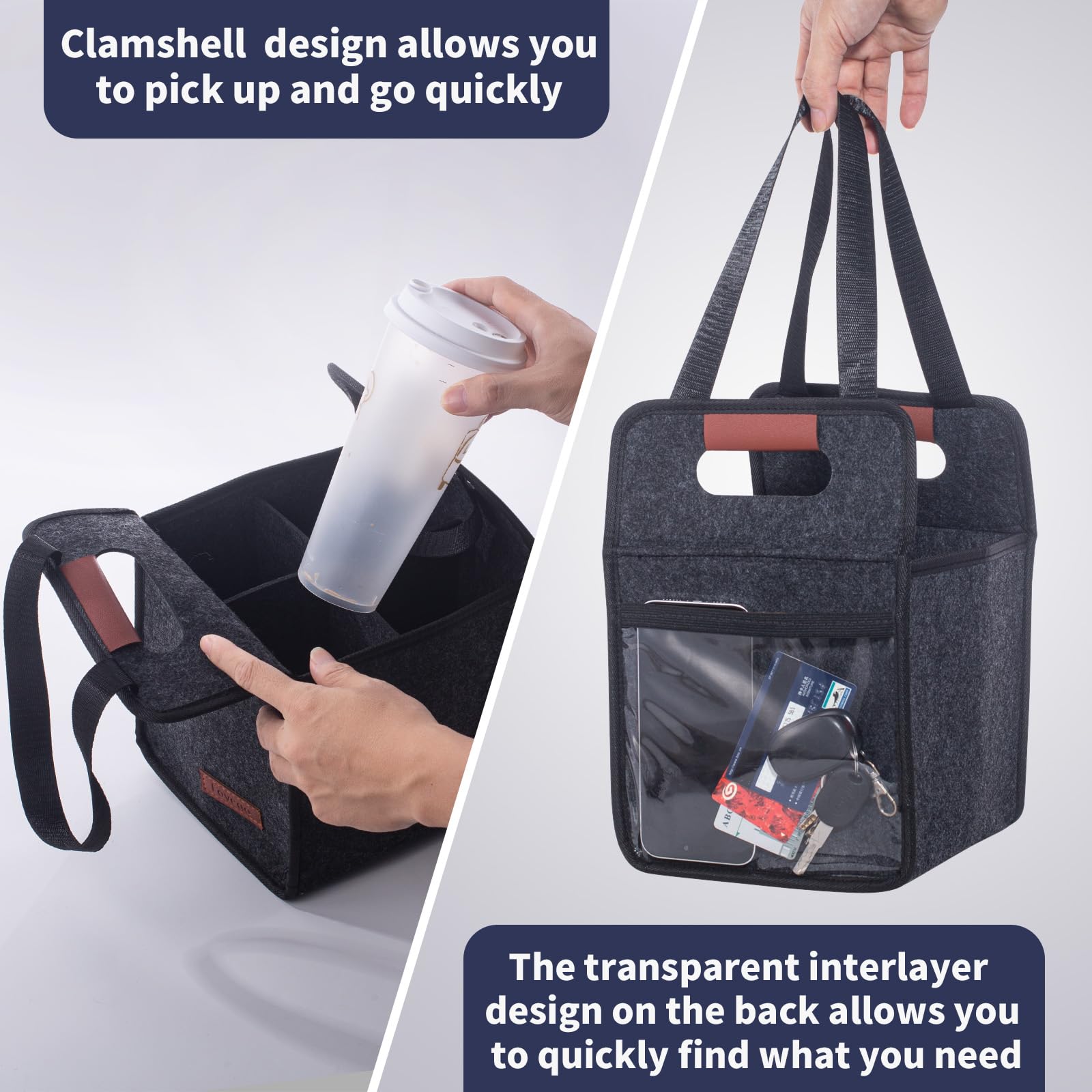 Mroace 6-Cup Insulated Drink Carrier with Foldable Handle