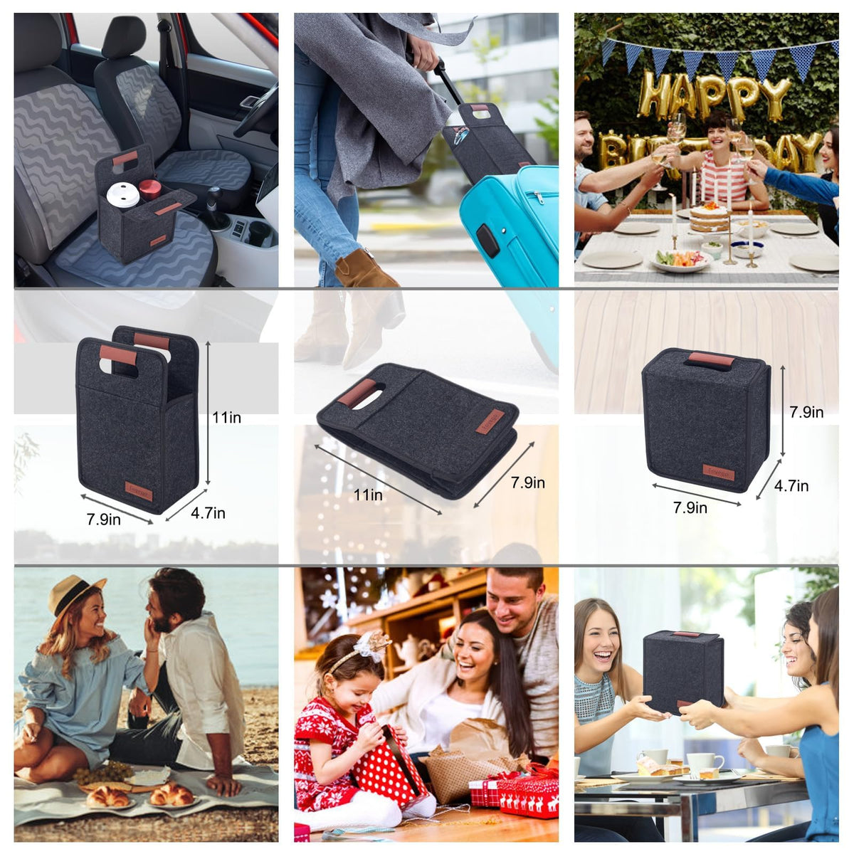 Mroace 6-Cup Insulated Drink Carrier with Foldable Handle