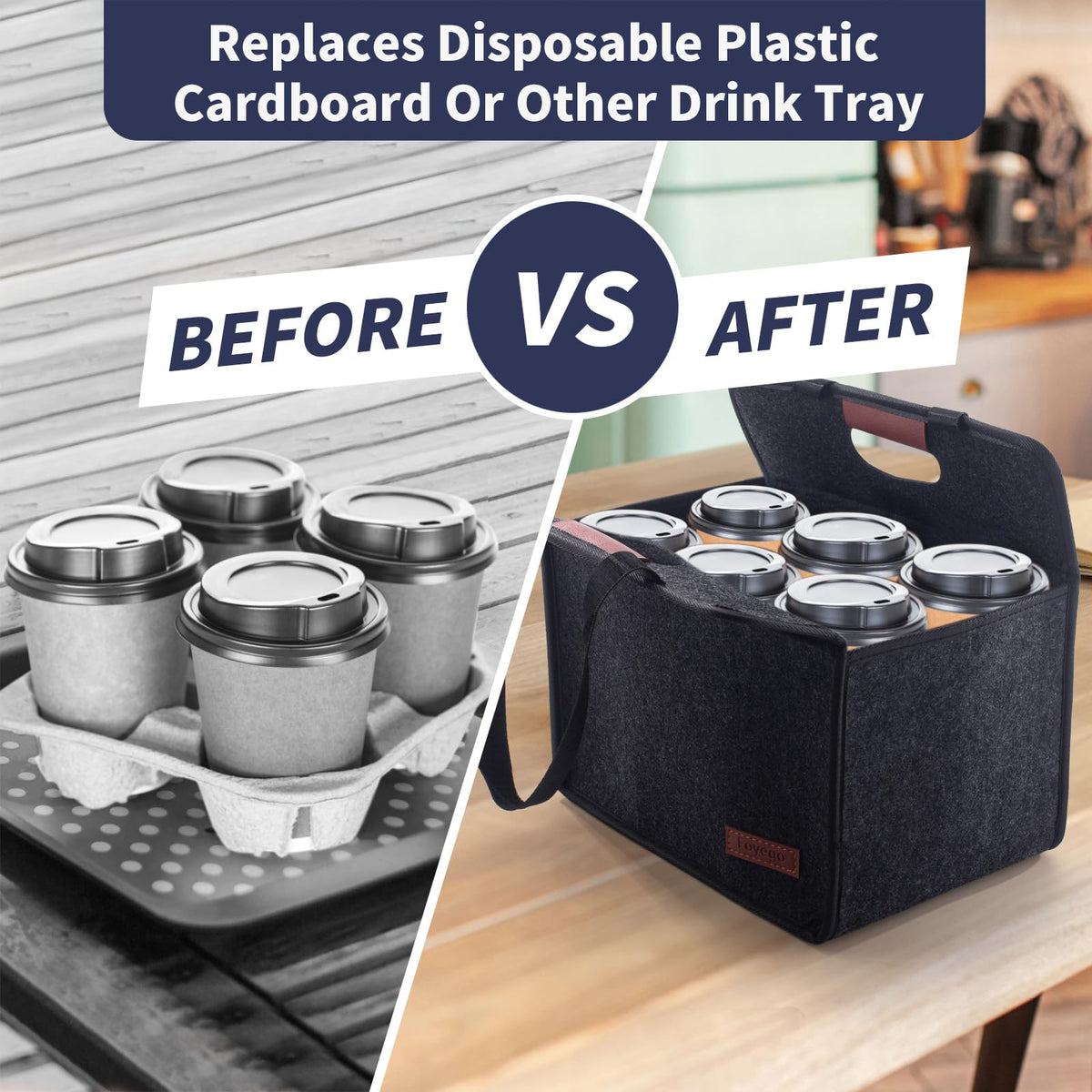 Mroace 6-Cup Insulated Drink Carrier with Foldable Handle