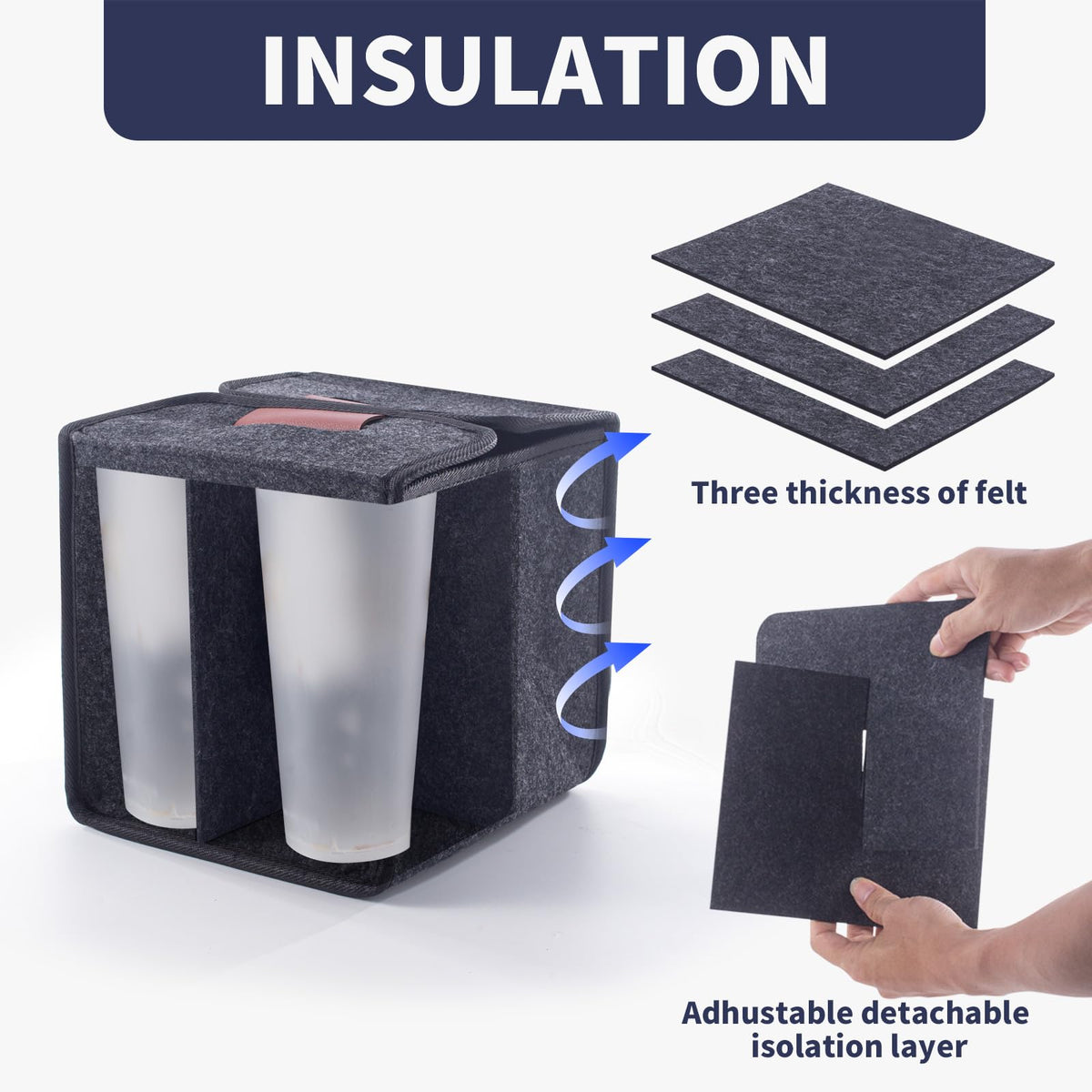 Mroace 6-Cup Insulated Drink Carrier with Foldable Handle