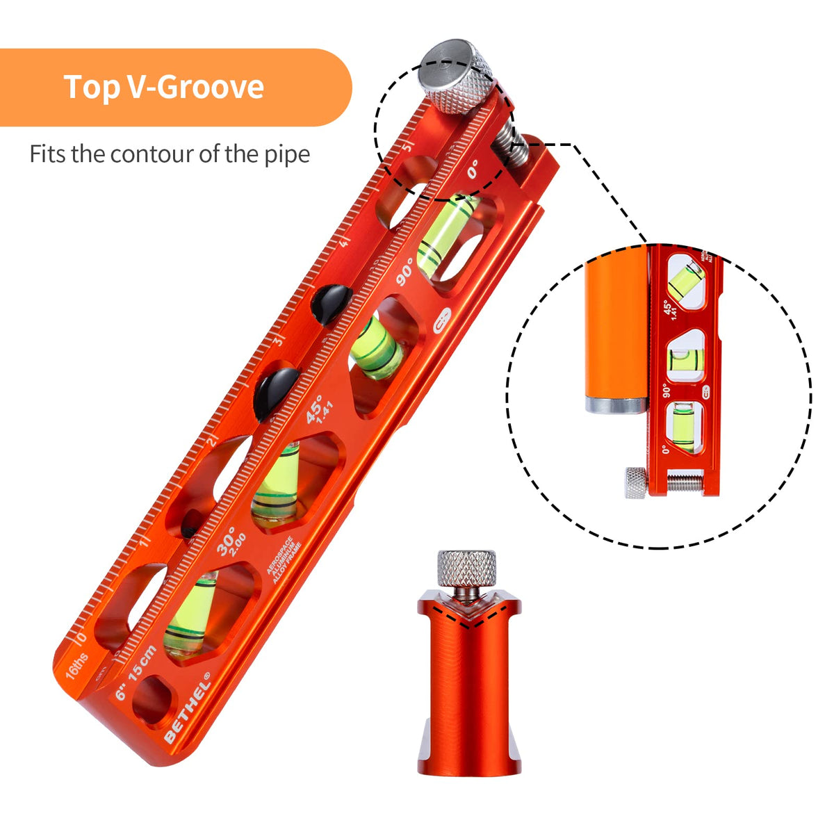 Mroace 6-Inch Magnetic Torpedo Level with 4 Vials and V-Groove