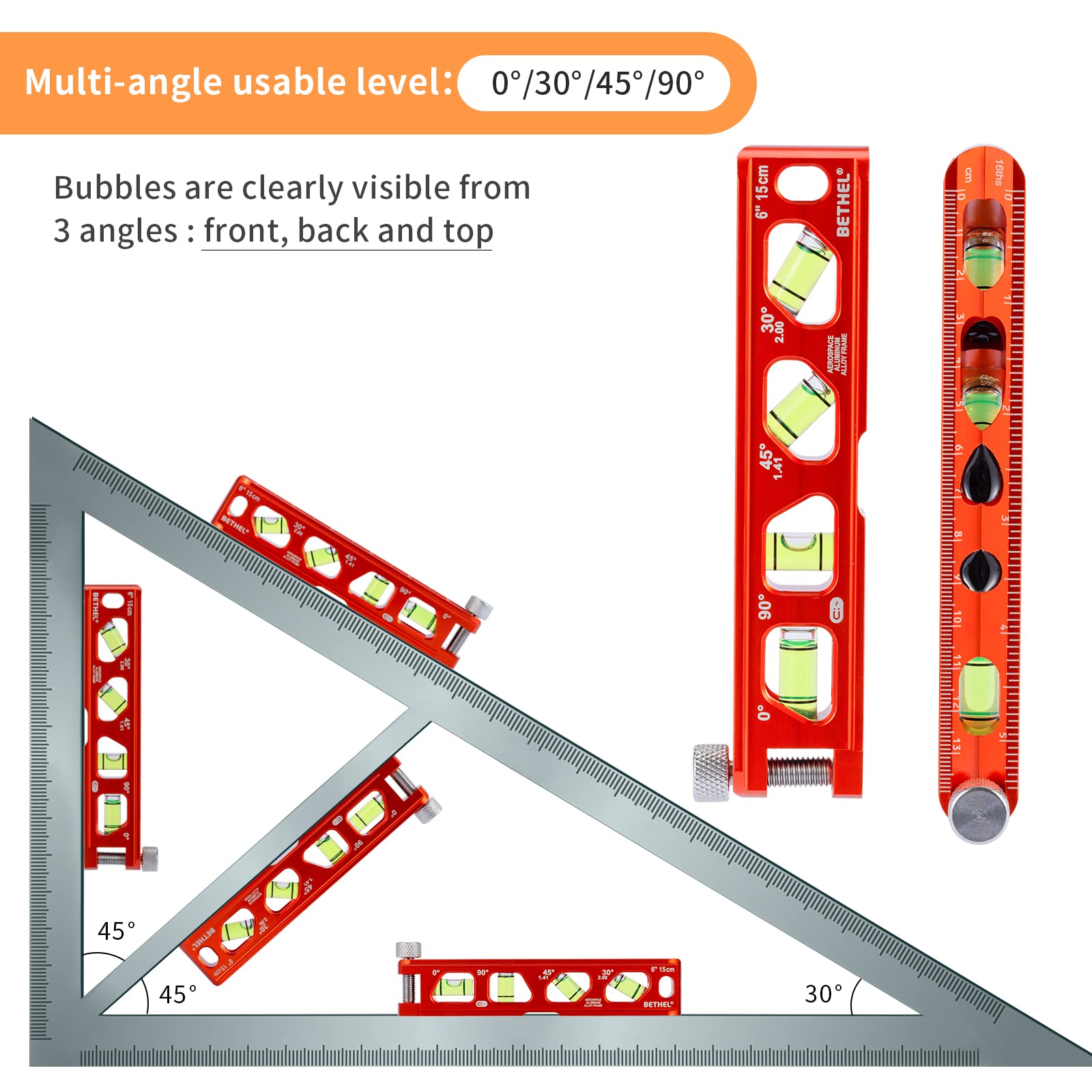 Mroace 6-Inch Magnetic Torpedo Level with 4 Vials and V-Groove