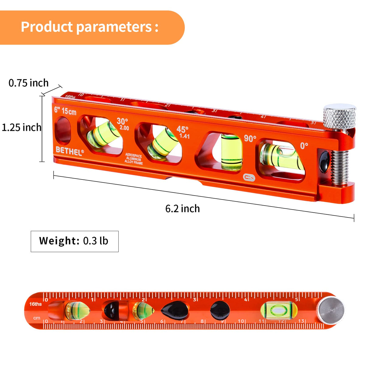 Mroace 6-Inch Magnetic Torpedo Level with 4 Vials and V-Groove