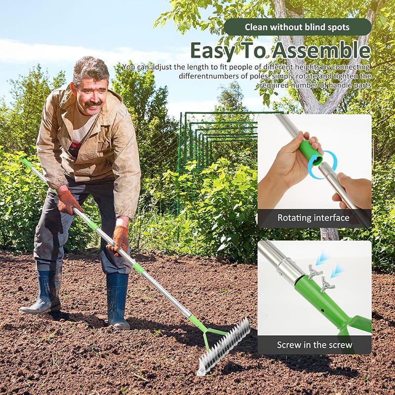 Mroace 67-Inch Thatch Rake for Lawns
