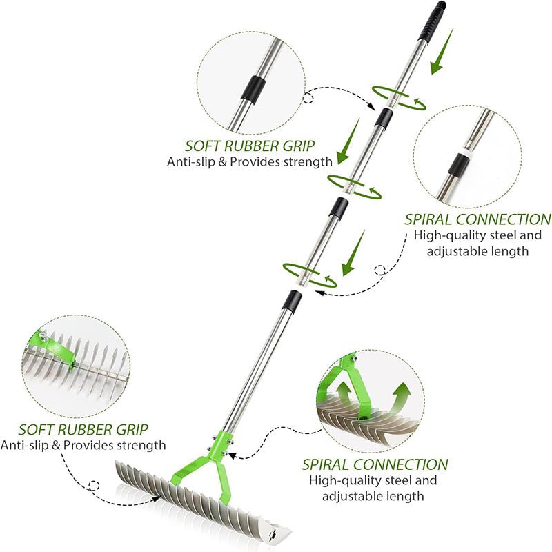 Mroace 67-Inch Thatch Rake for Lawns
