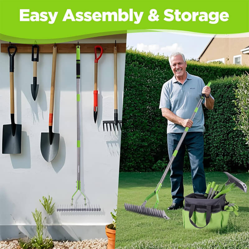 Mroace 67-Inch Thatch Rake for Lawns