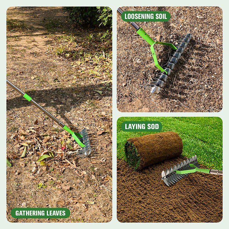 Mroace 67-Inch Thatch Rake for Lawns