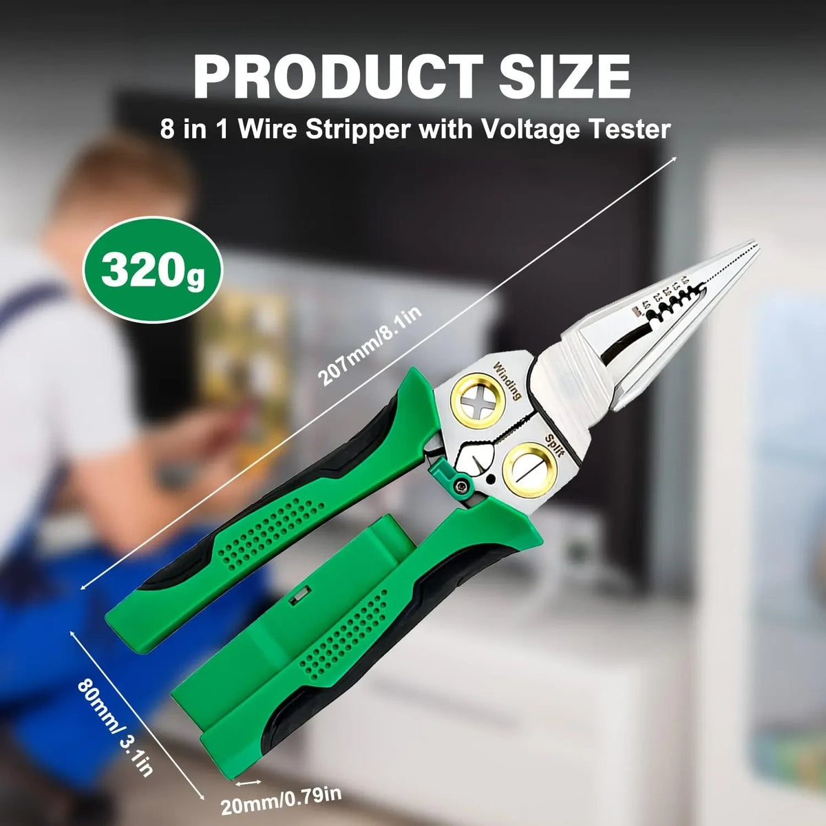 Mroace 8-in-1 Wire Stripper with Voltage Tester - MROACE