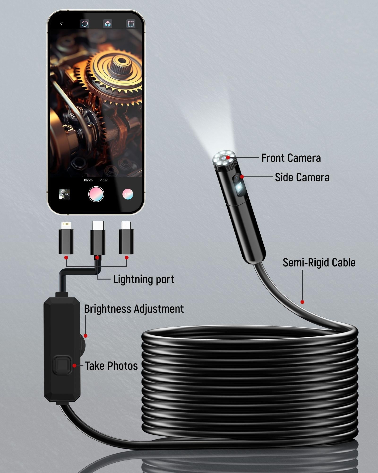 Mroace 8-LED HD Borescope Camera