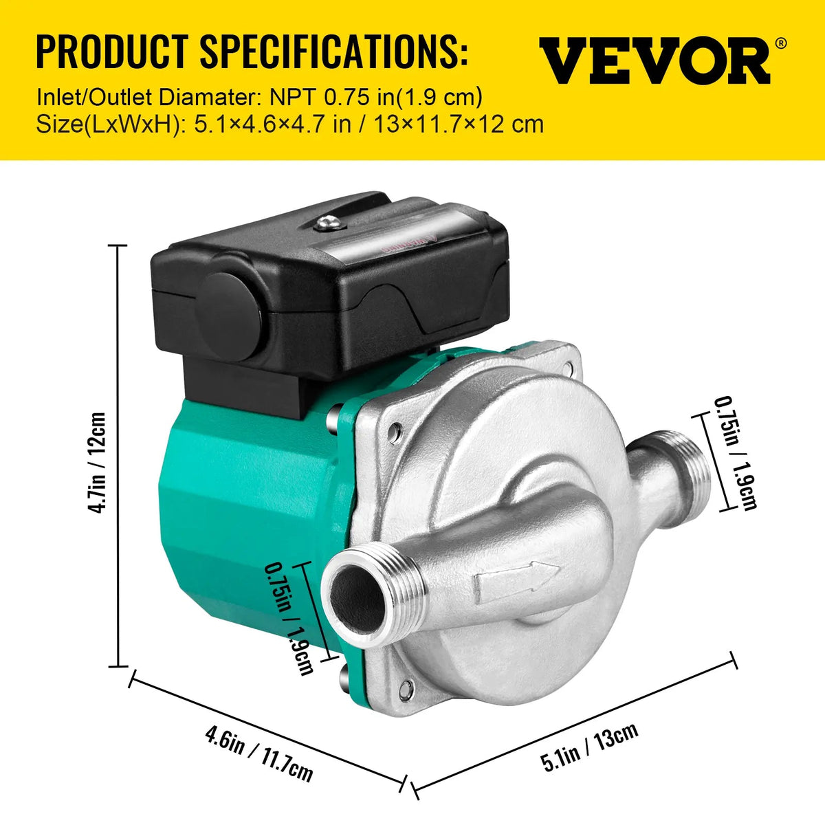 Mroace 93W Hot Water Recirculating Pump with 3-Speed Control