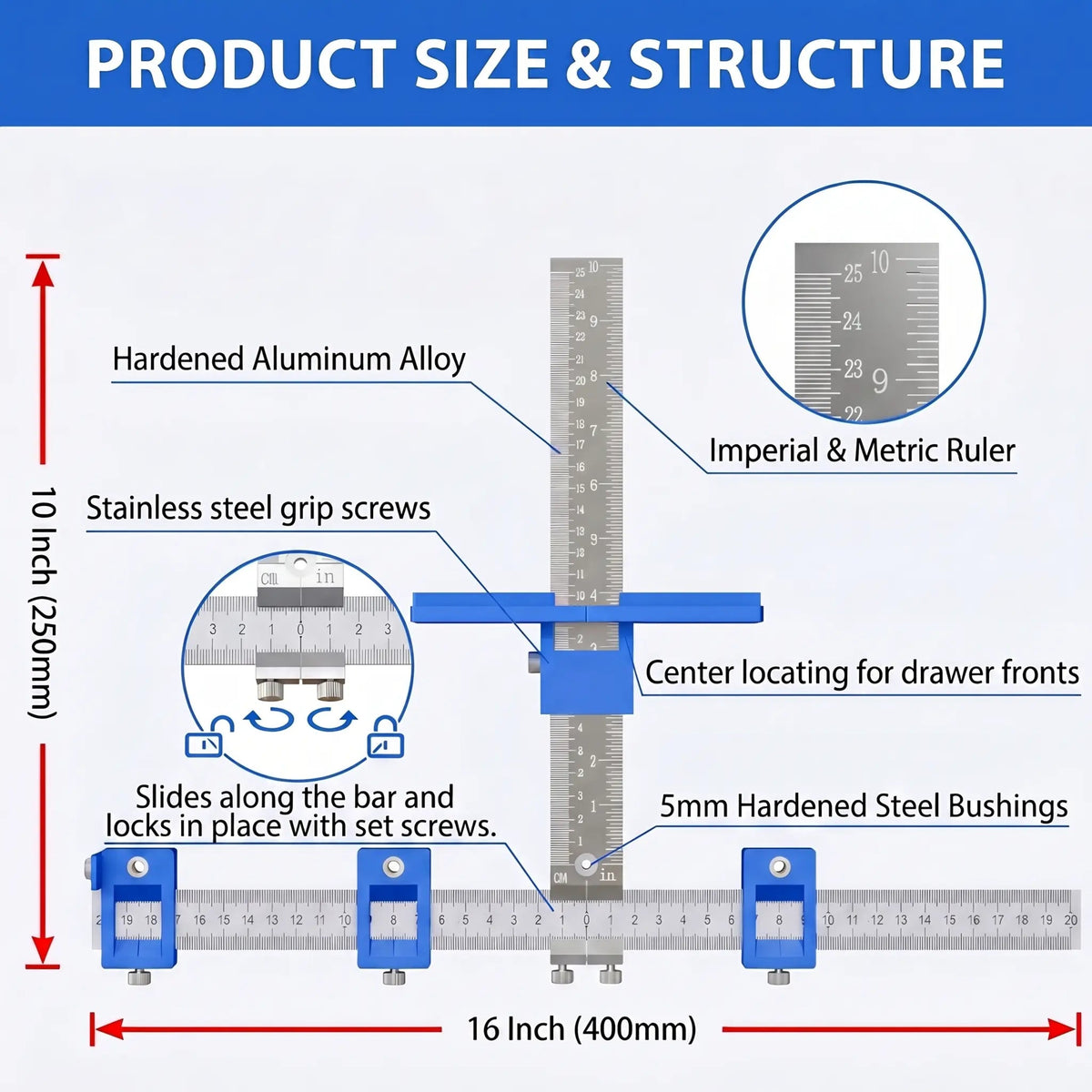 Mroace Adjustable Cabinet Hardware Jig