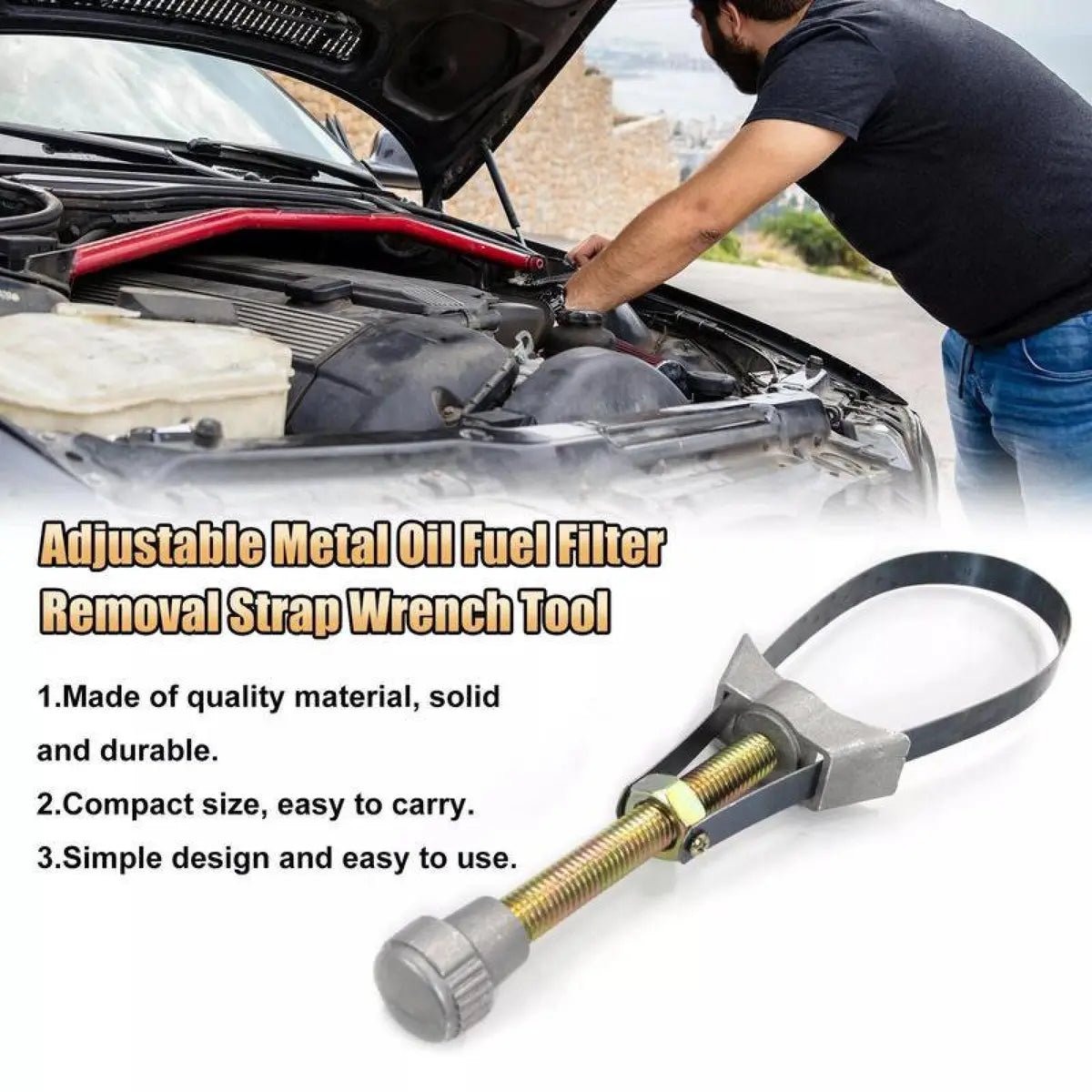 Mroace Adjustable Diameter Car Oil Filter Strap Wrench