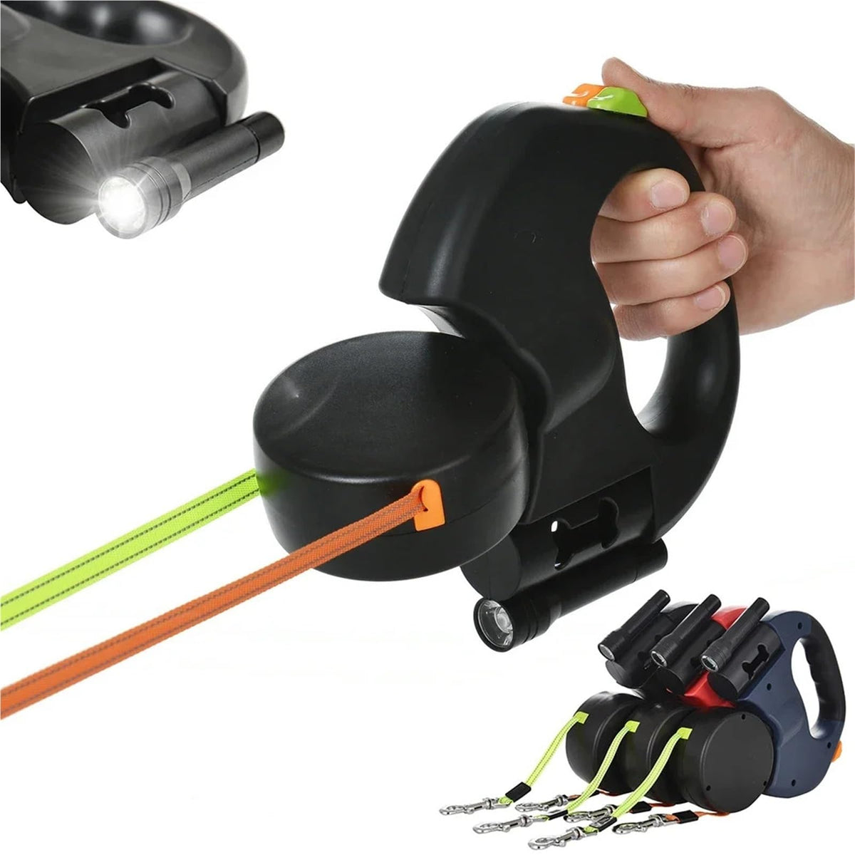 Mroace Adjustable Dual Retractable Pet Leash With LED Light