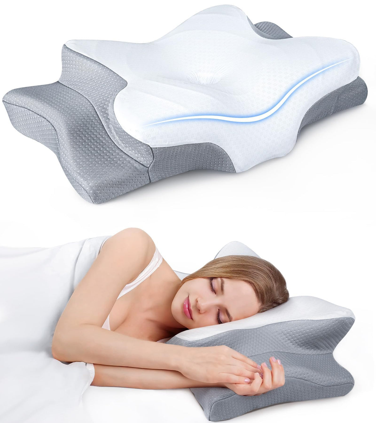 Mroace Adjustable Ergonomic Cervical Memory Foam Pillow for Neck Support