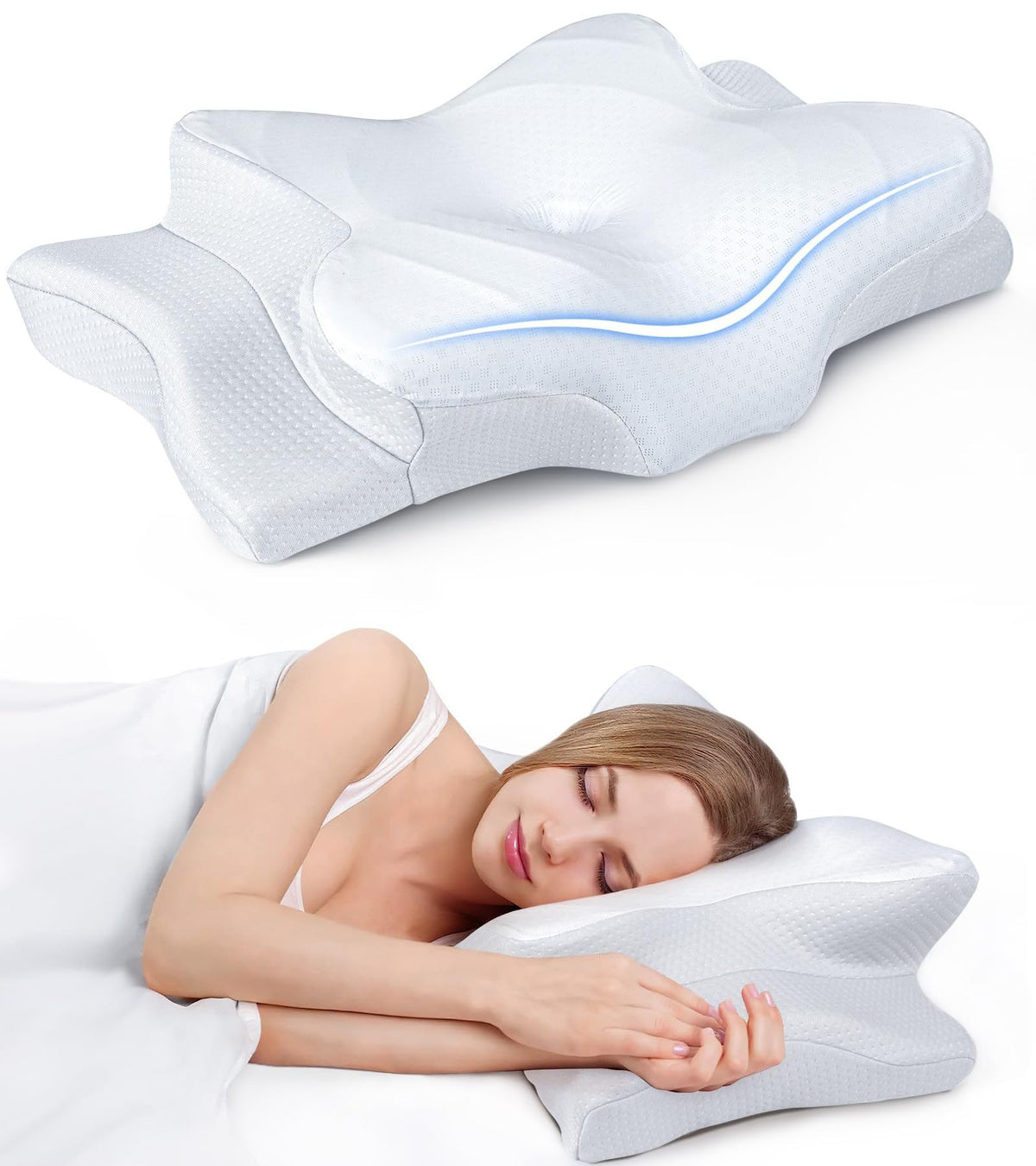 Mroace Adjustable Ergonomic Cervical Memory Foam Pillow for Neck Support