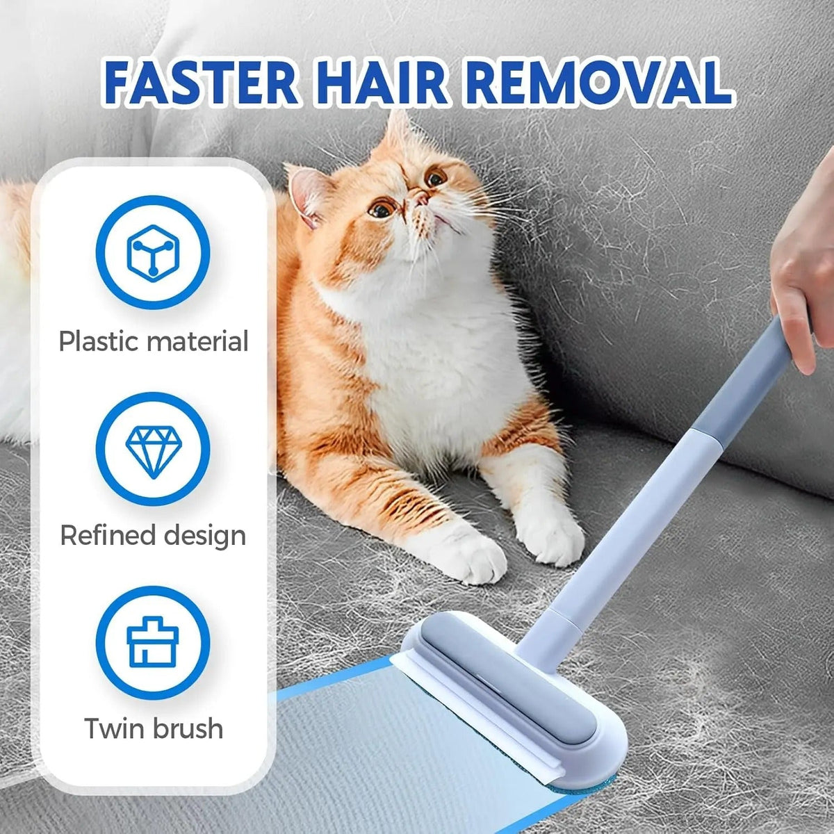 Mroace Adjustable Long Handle Pet Fur Remover Multi Tool