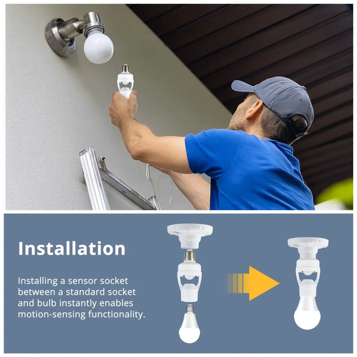 Mroace Adjustable Motion Sensor Bulb Socket Adapter