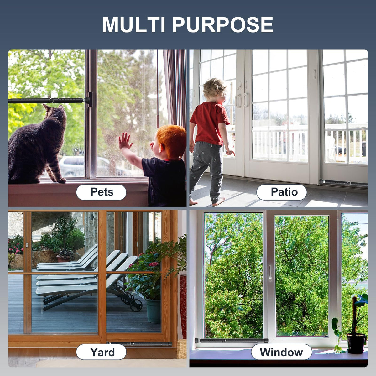 Mroace Adjustable Sliding Door and Window Security Lock Bar 17.7–50.5 Inch