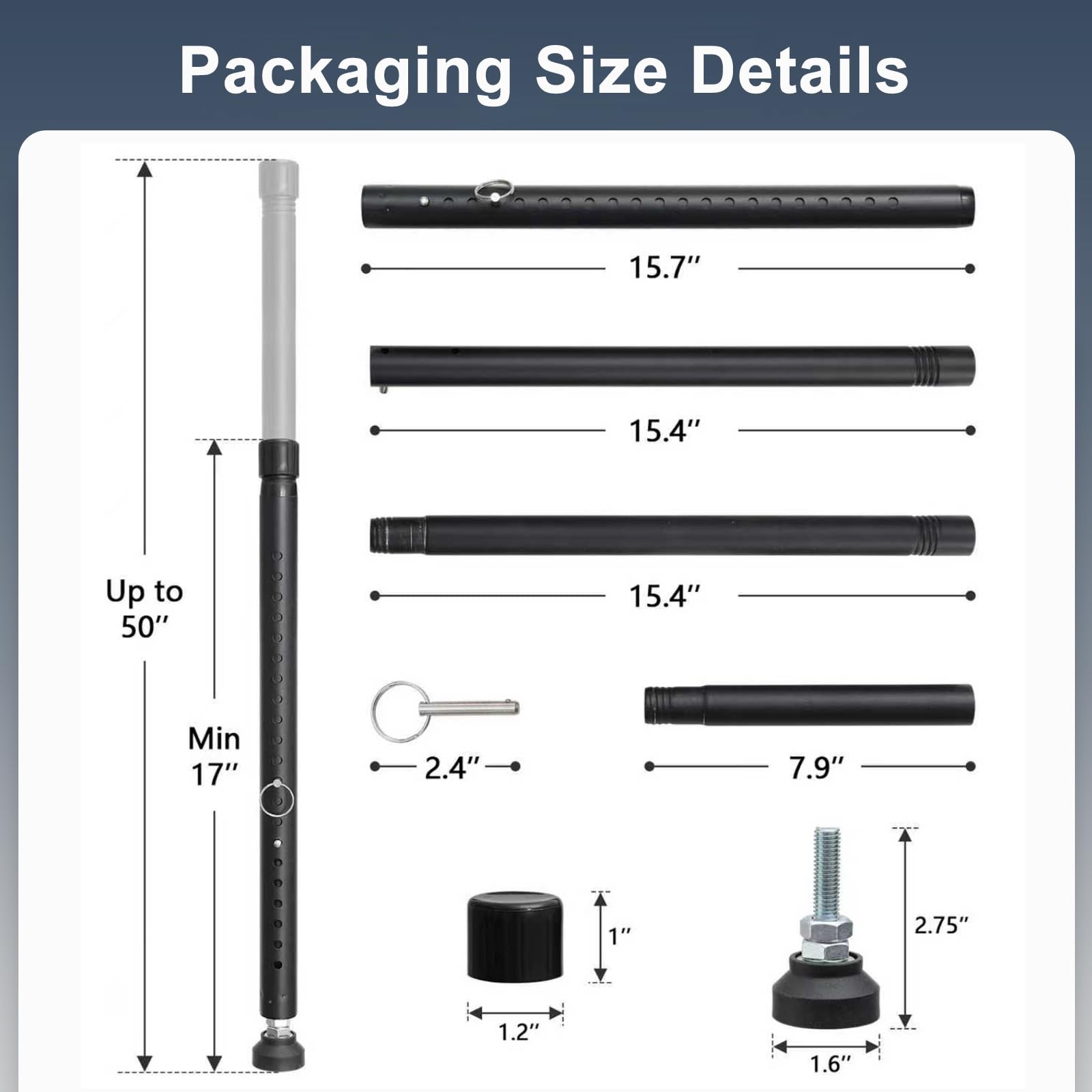 Mroace Adjustable Sliding Door and Window Security Lock Bar 17.7–50.5 Inch
