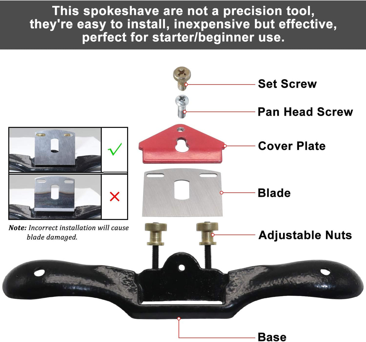 Mroace Adjustable Spokeshave Hand Planer