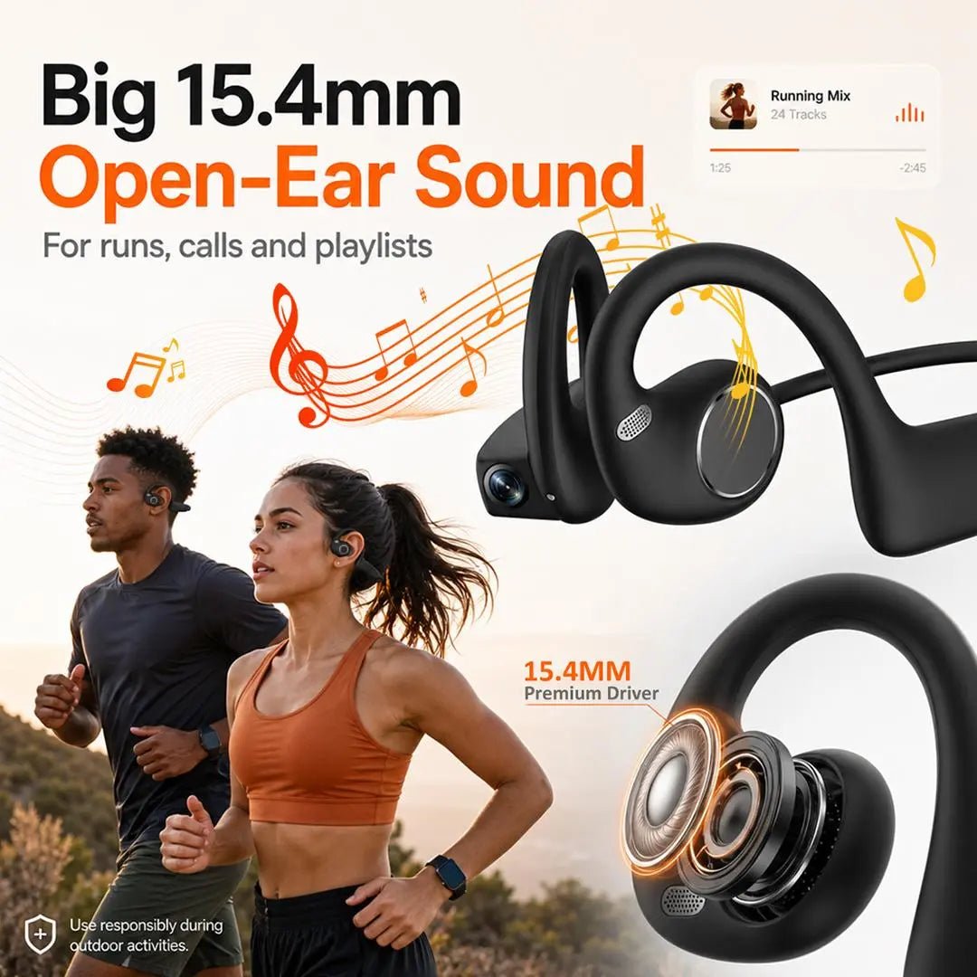 Mroace AI Camera Open-Ear Bluetooth Earbuds with Real-Time Translator