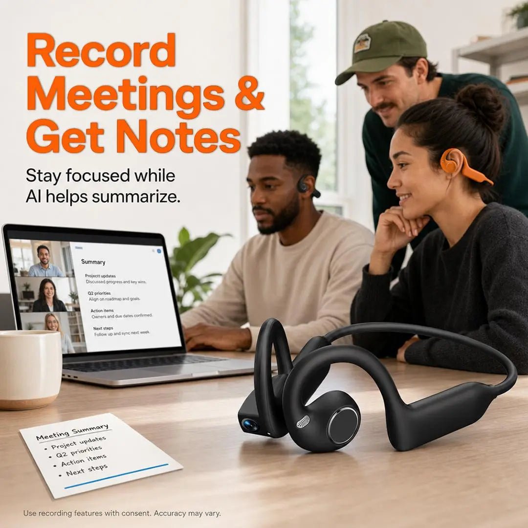 Mroace AI Camera Open-Ear Bluetooth Earbuds with Real-Time Translator