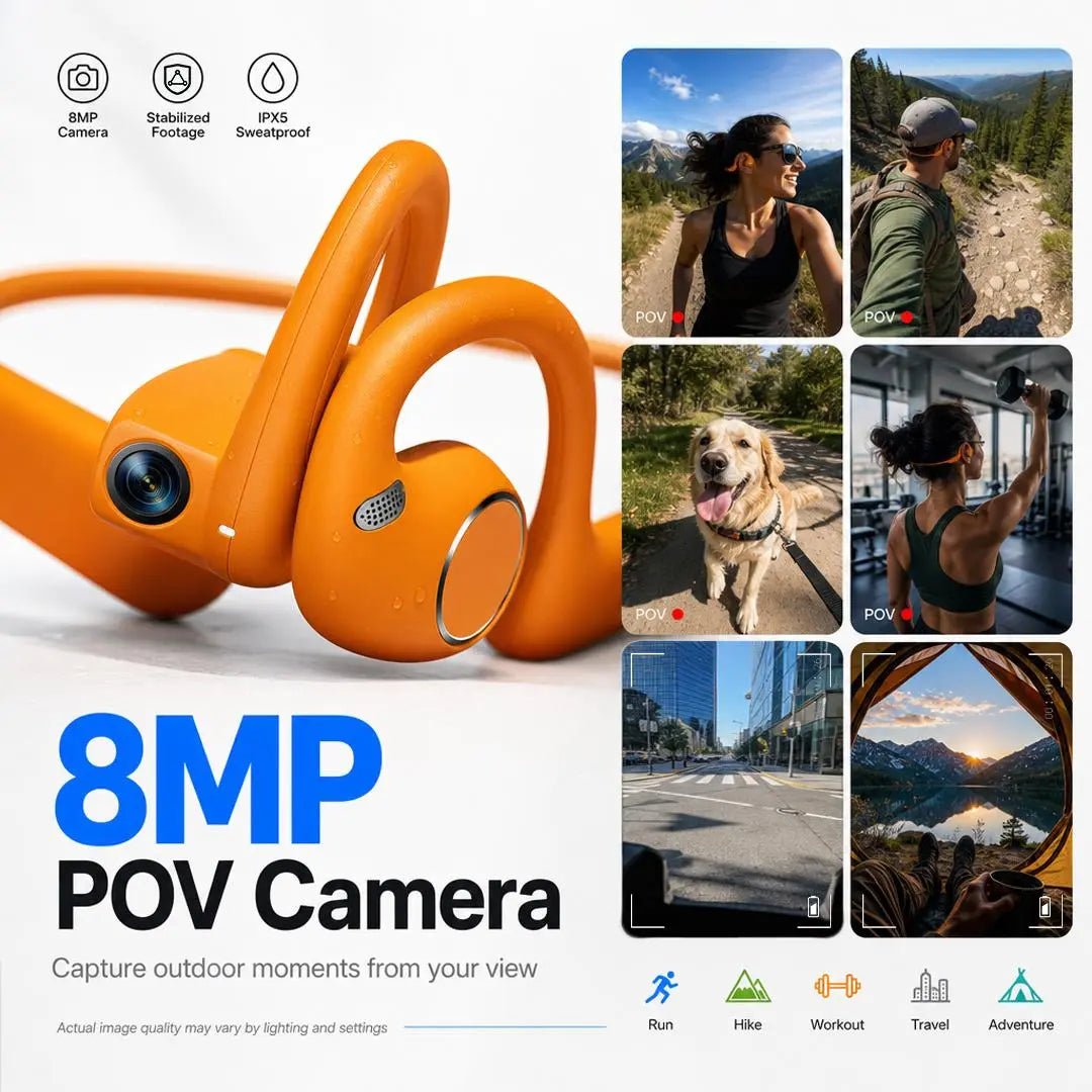 Mroace AI Camera Open-Ear Bluetooth Earbuds with Real-Time Translator