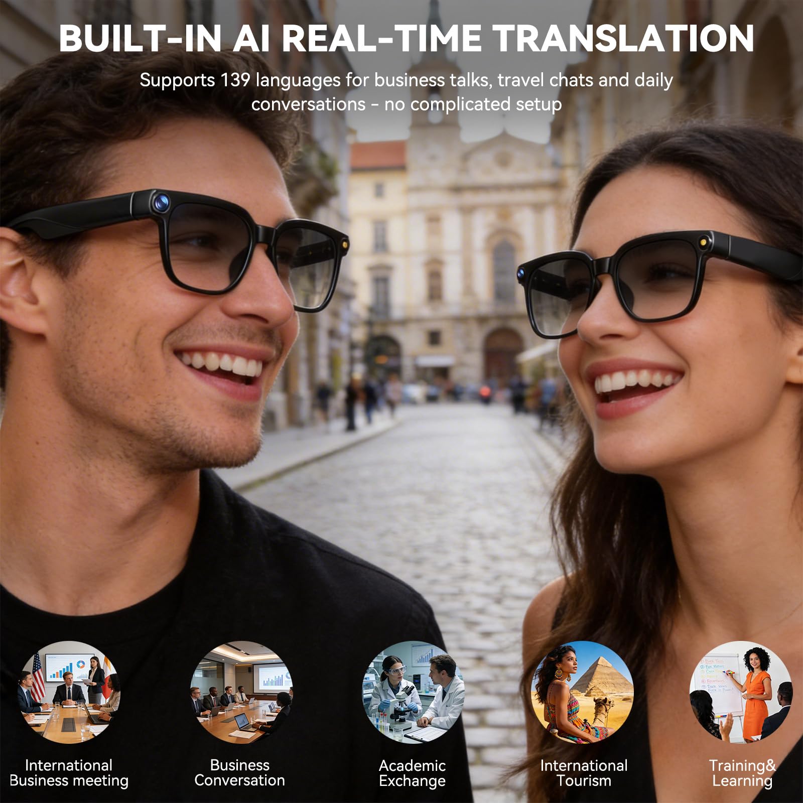 Mroace AI Smart Camera Glasses with Real Time Translation and Voice Assistant