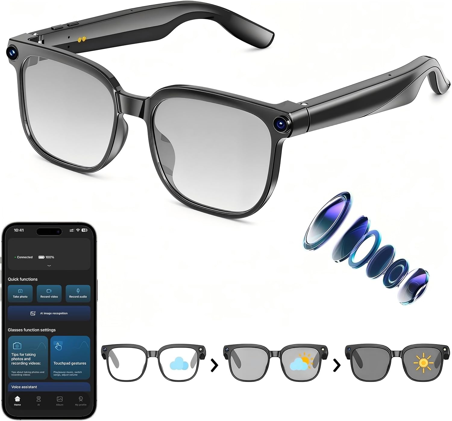 Mroace AI Smart Camera Glasses with Real Time Translation and Voice Assistant
