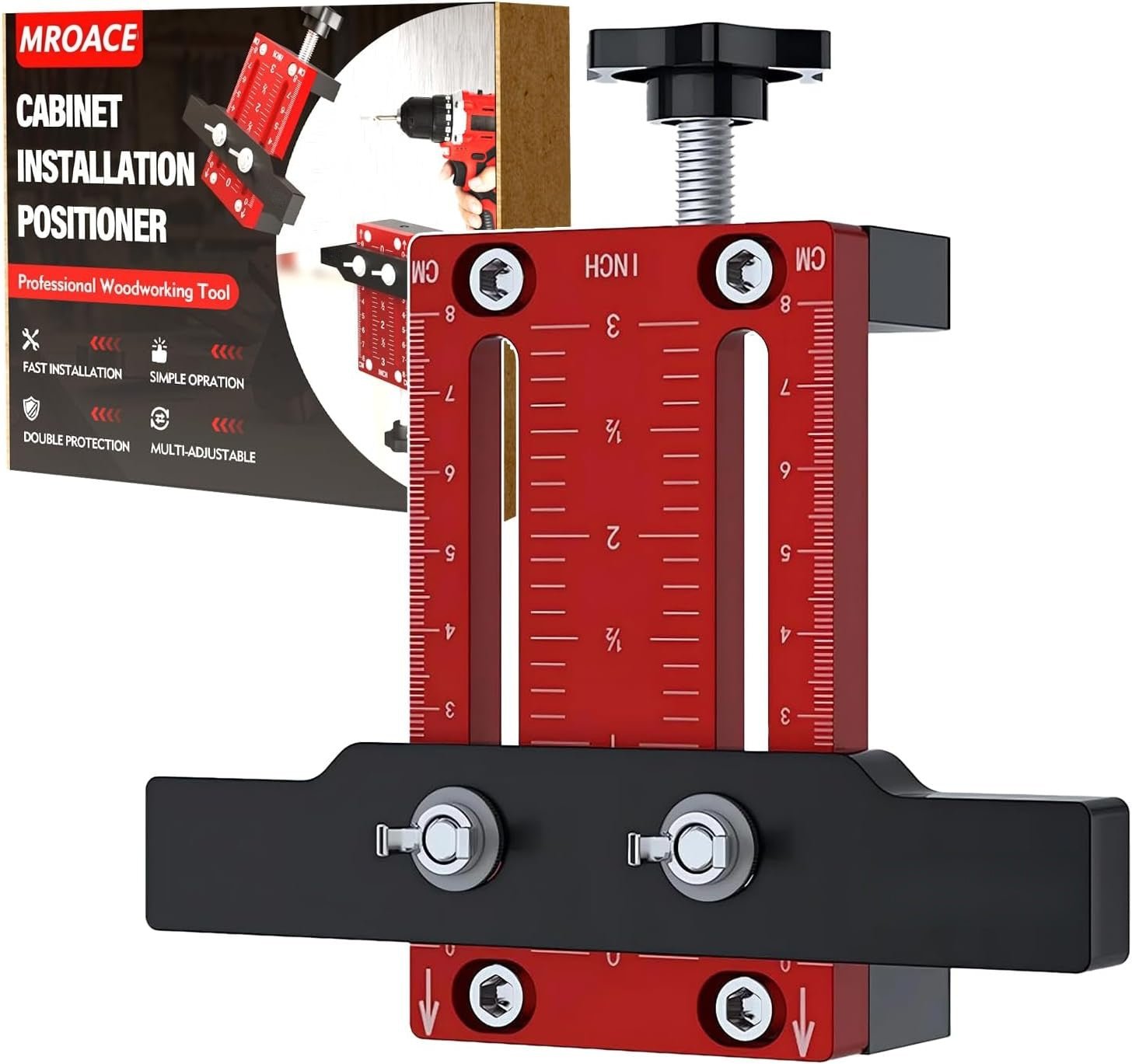 Mroace Aluminum Alloy Adjustable Cabinet Door Mounting Jig