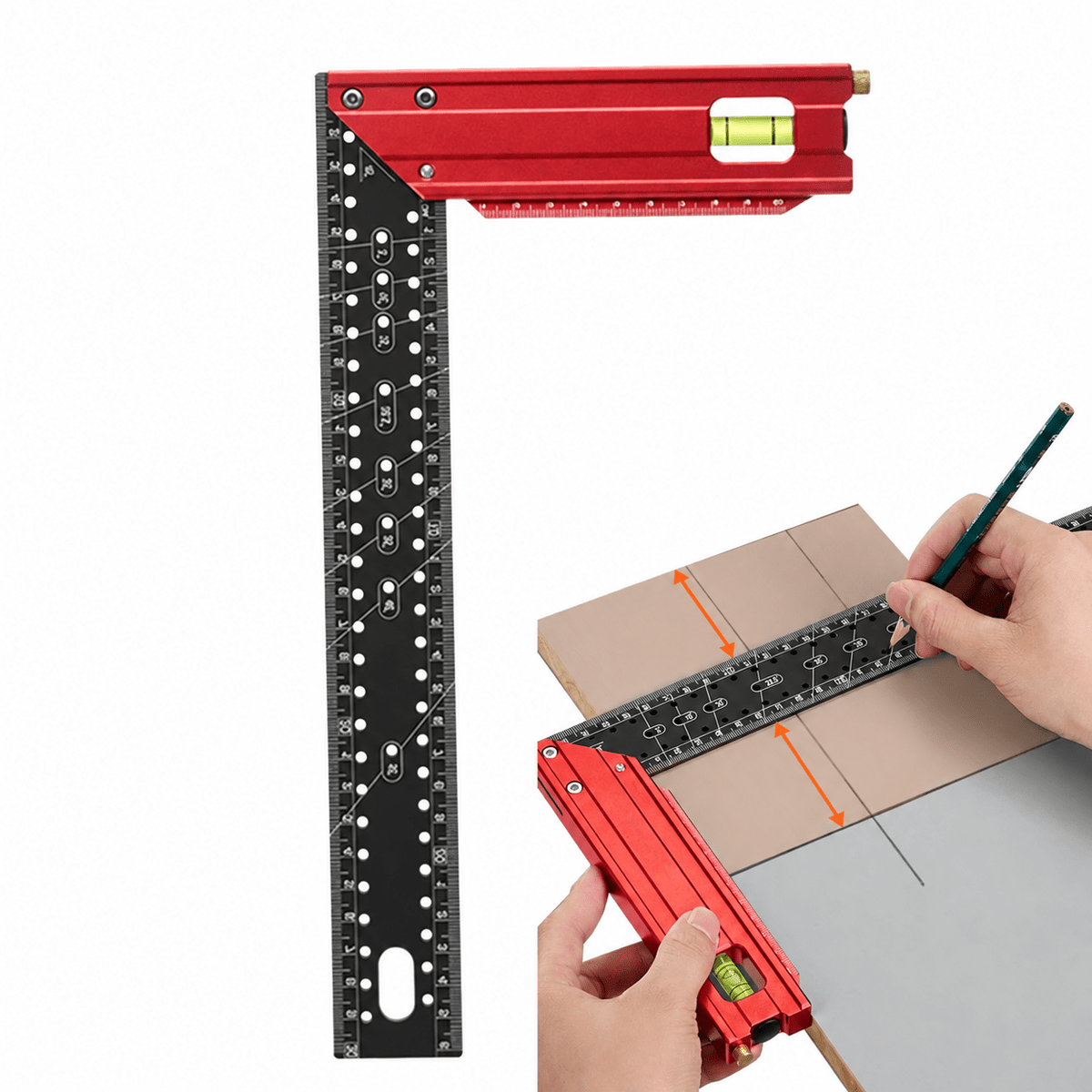 Mroace Aluminum Alloy Carpenter Square With Level