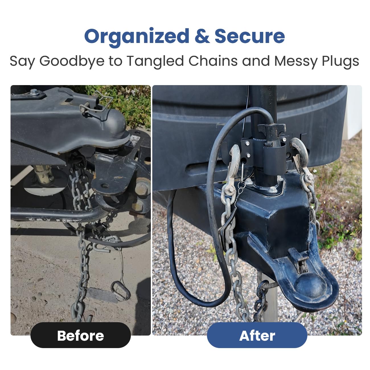 Mroace Aluminum Trailer Towing Chain Organizer