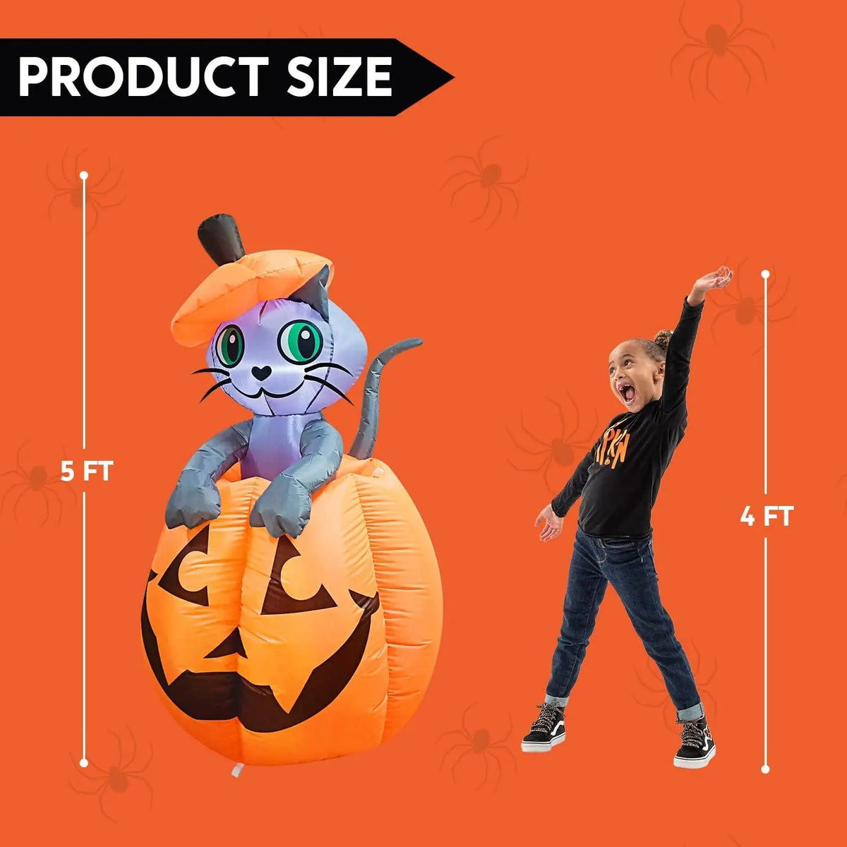 Mroace Animated Halloween Inflatable Cat And Pumpkin Decoration