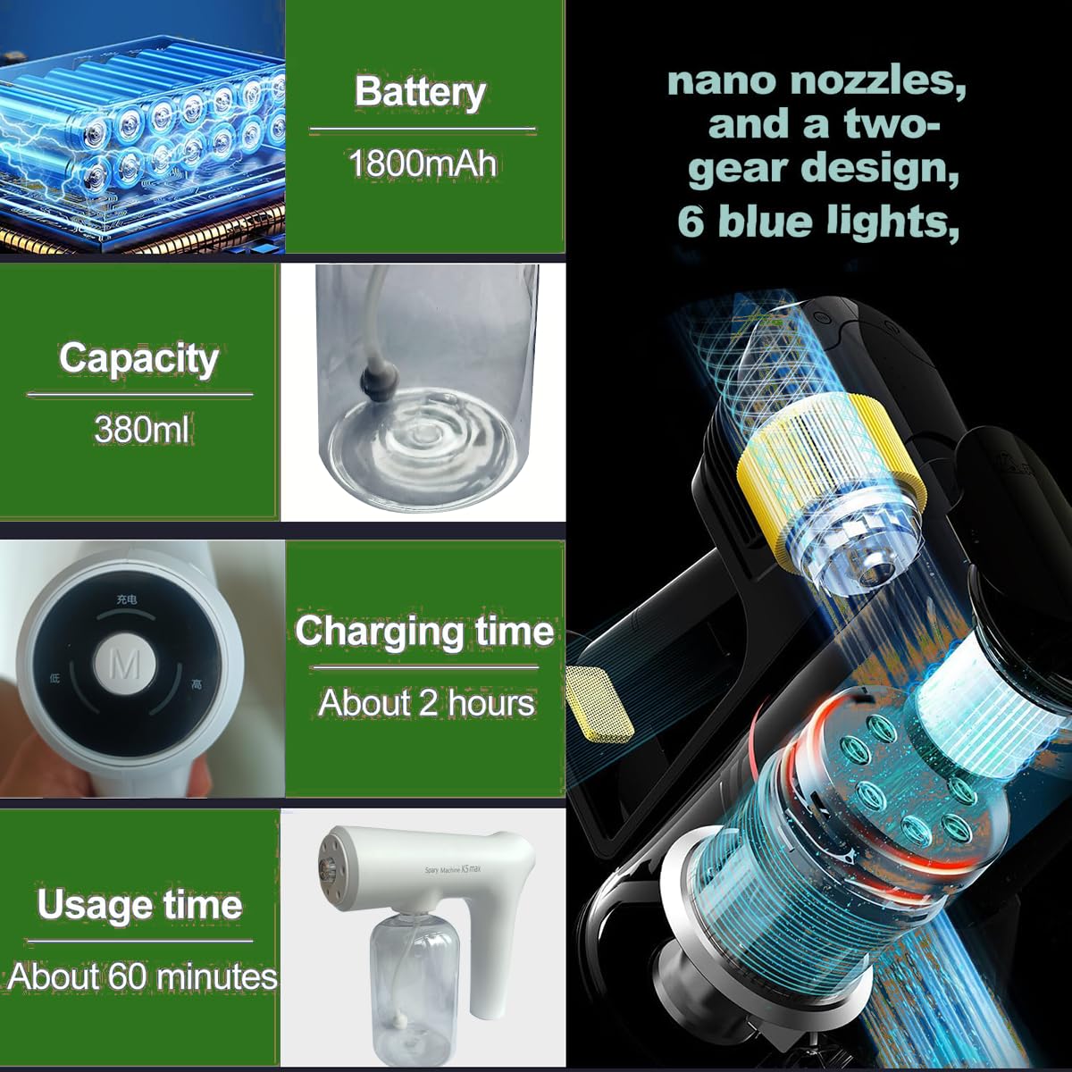 Mroace Atomizer Sprayer Rechargeable Nano Mist & Barber Spray Gun
