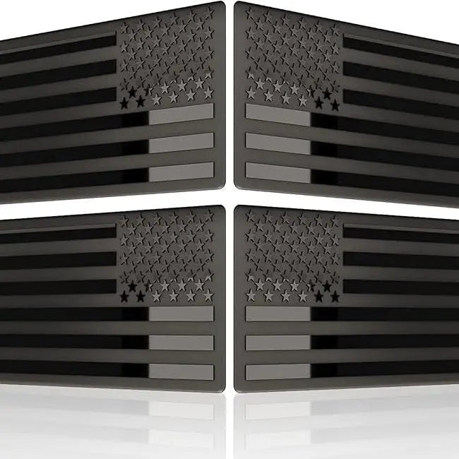 Mroace Black Metal American Flag Badge Decals 4PCS