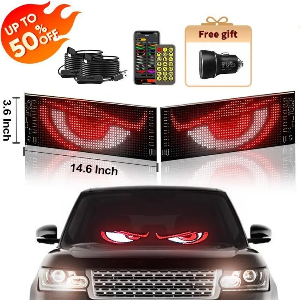 Mroace Bluetooth Programmable LED Windshield Devil Eyes Display